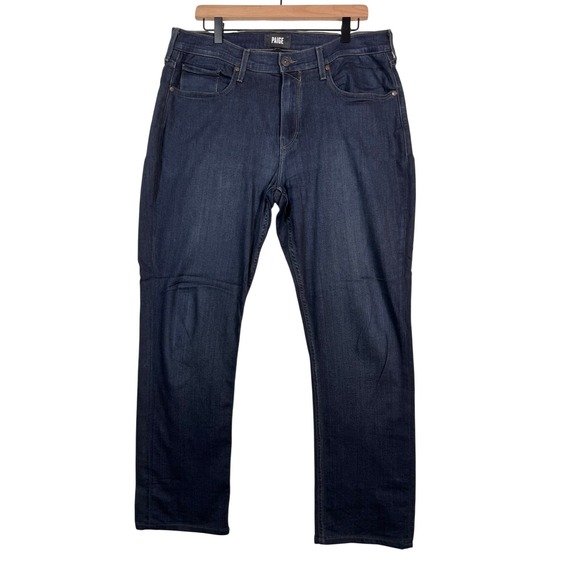 PAIGE Denim - Paige Women Federal Slim Straight Leg Dark Wash Blue Denim Jeans Sz 34 Ultrasoft